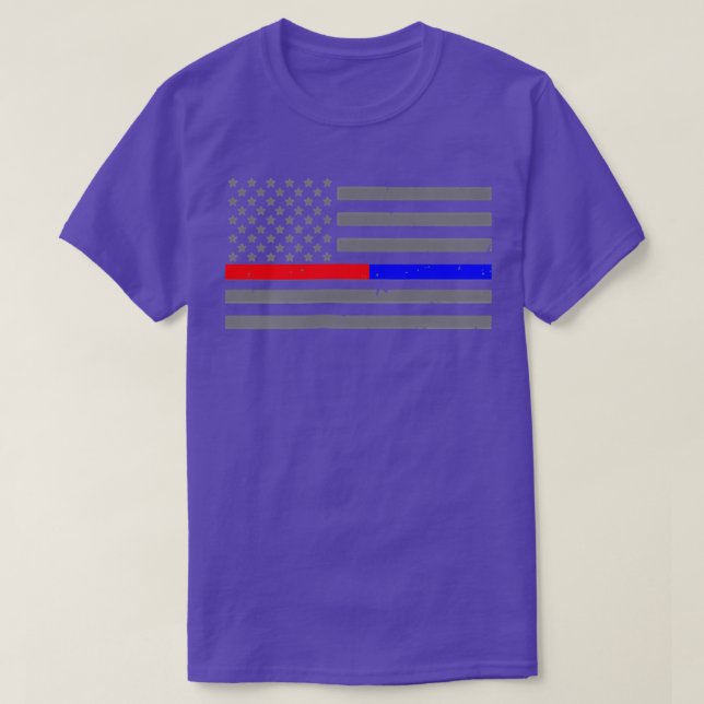 Camiseta Bandera de la policía de bomberos delgada línea ro (Diseño del anverso)