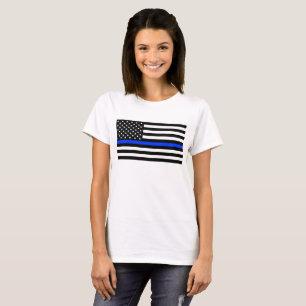 Camiseta Bandera de la policía de la delgada línea azul
