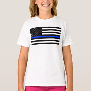 Camiseta Bandera de la policía de la delgada línea azul
