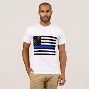 Camiseta Bandera de la policía de la delgada línea azul