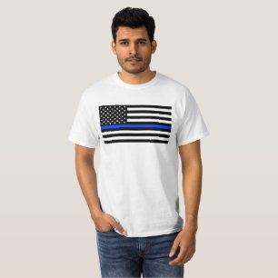 Camiseta Bandera de la policía delgada de la línea azul