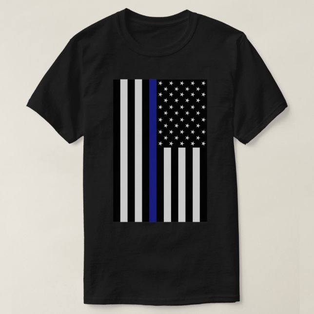 Camiseta Bandera de la policía delgada de la línea azul 2 (Diseño del anverso)