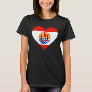 Camiseta Bandera de la Polinesia Francesa Corazón Polinesia