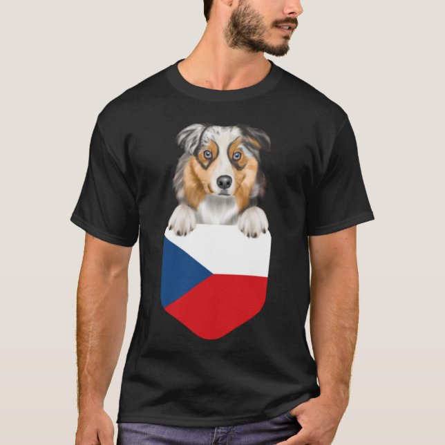 Camiseta Bandera De La República Checa Pastor Australiano P (Anverso)