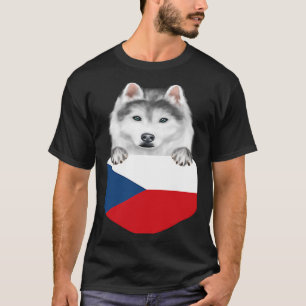Camiseta Bandera de la República Checa Perro Husky Siberian