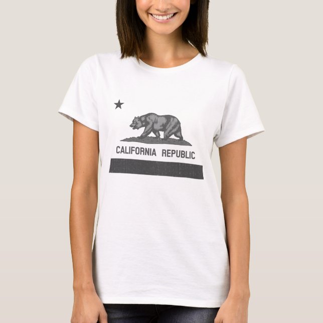 Camiseta Bandera de la República de California con Oso Pard (Anverso)
