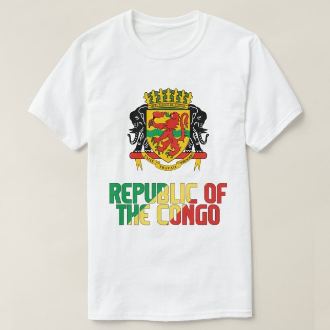 Camiseta Bandera de la República del Congo y Escudo de arma (Diseño del anverso)