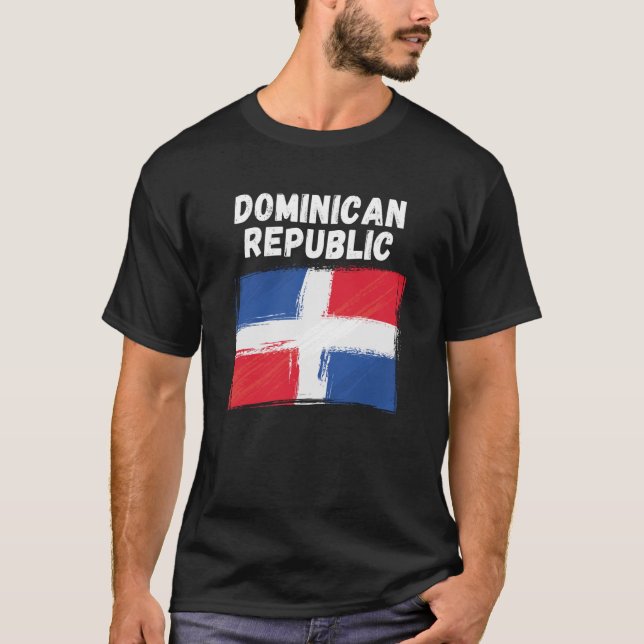 Camiseta Bandera de la República Dominicana Grunge de Vinta (Anverso)