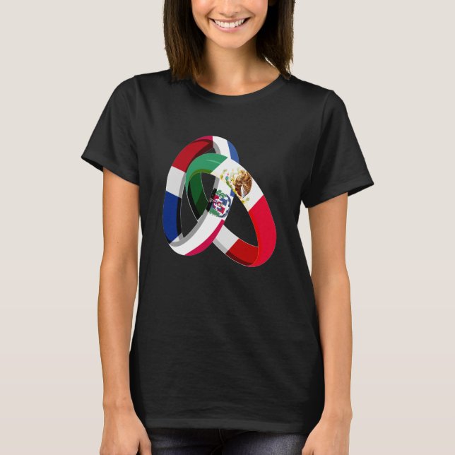 Camiseta Bandera de la República Dominicana México matrimon (Anverso)