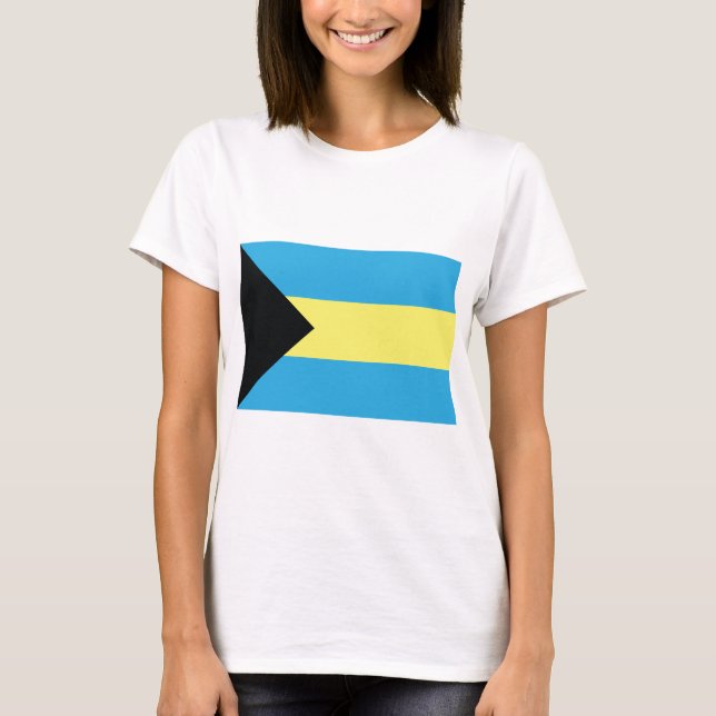 Camiseta Bandera de las Bahamas en amarillo y amarina negra (Anverso)