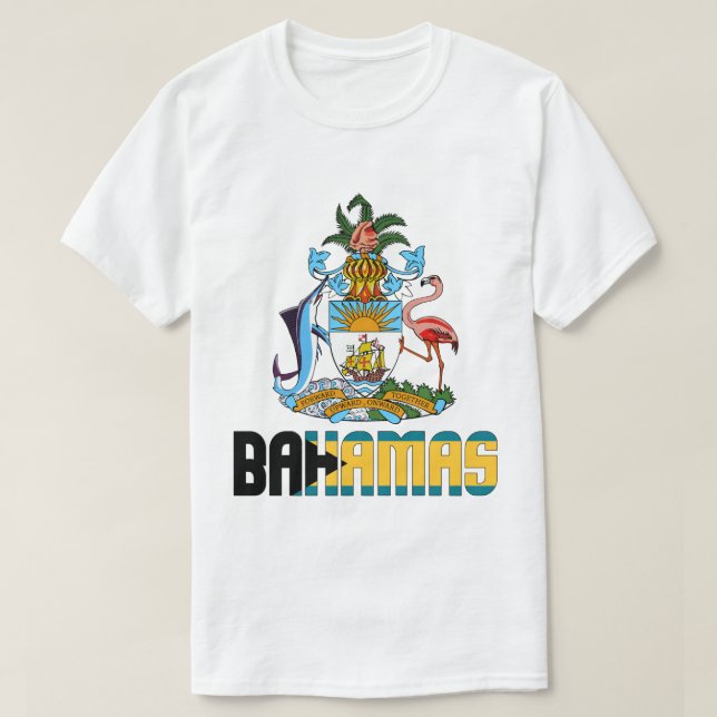 Camiseta Bandera de las Bahamas y Patriótico Del Escudo De  (Diseño del anverso)