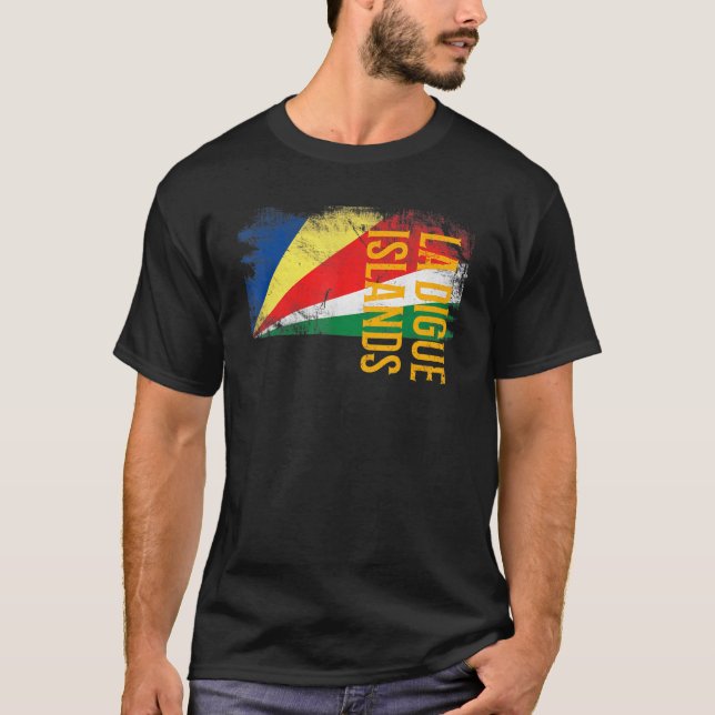 Camiseta Bandera De Las Islas De La Digue Seychelles Para H (Anverso)