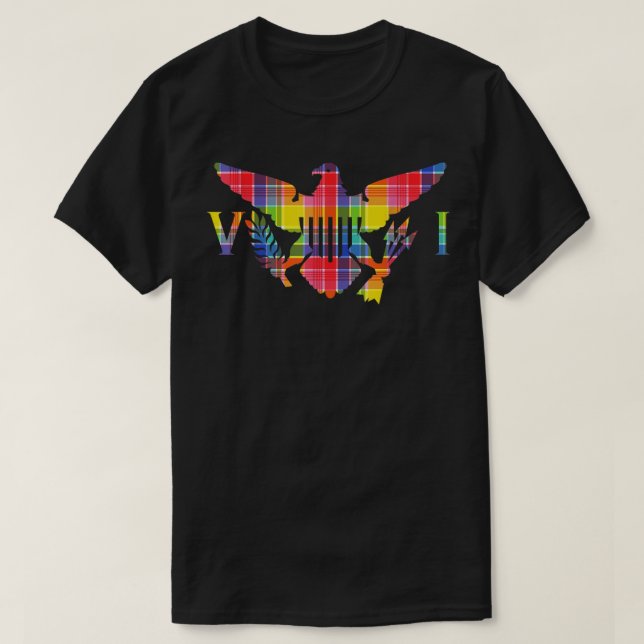 Camiseta Bandera de las Islas Vírgenes Madrás VI (Diseño del anverso)