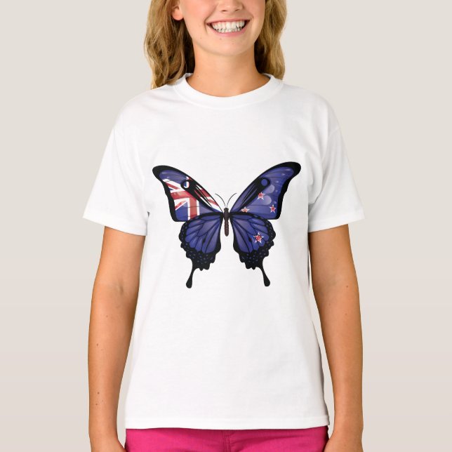 Camiseta Bandera de las mariposas de cola inunda de Nueva Z (Anverso)