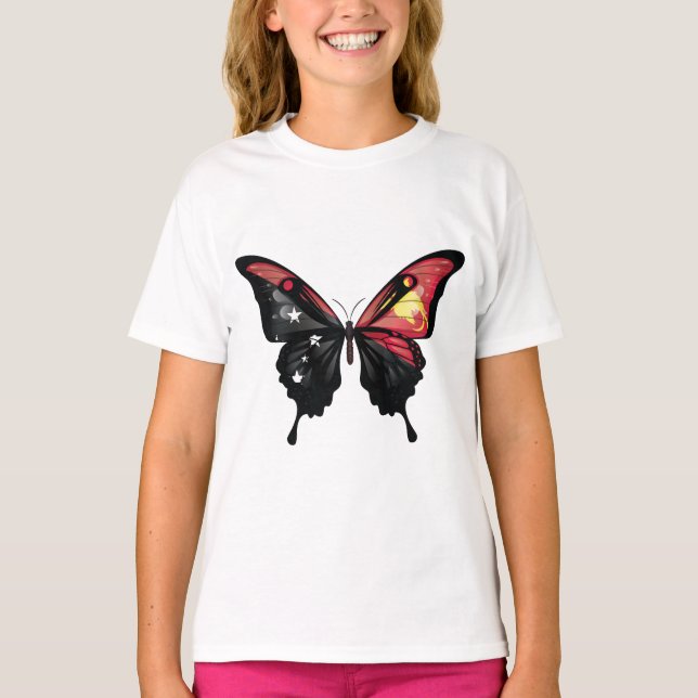 Camiseta Bandera de las mariposas Swallowtail de Papúa Nuev (Anverso)