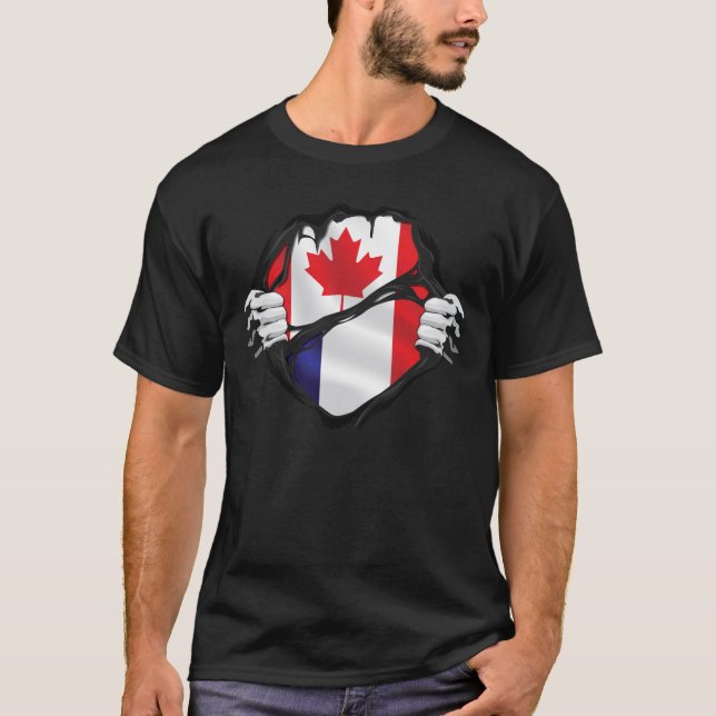Camiseta Bandera de las raíces de las manos de Canadá en Fr (Anverso)