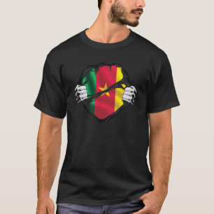 Camiseta Bandera de las raíces puras camerunesas negra