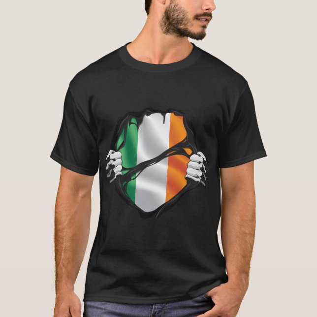 Camiseta Bandera de las raíces puras de Irlanda negra (Anverso)