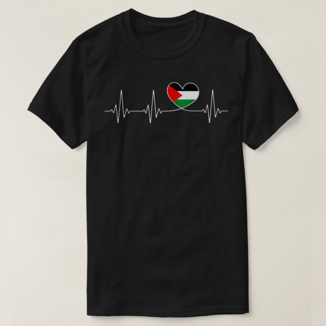 Camiseta Bandera de latido de Palestina libre arriba (Diseño del anverso)