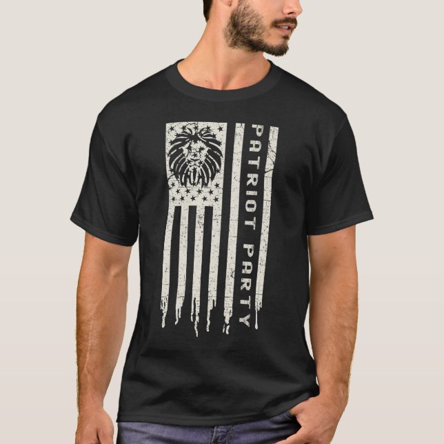 Camiseta Bandera de león del Fiesta patriota estadounidense (Anverso)
