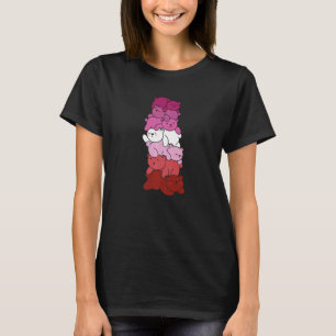 Camiseta Bandera de Lesbiana con Lápiz Labial Pila Orgullo 