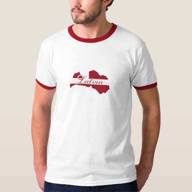 Camiseta Bandera de Letonia, mapa del regalo letón de LETON (Anverso)
