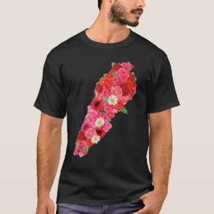 Camiseta Bandera de Líbano Flor Mapa Beirut Lobnan Libanés