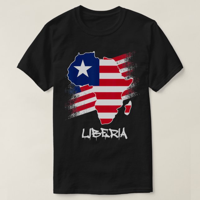 Camiseta Bandera de Liberia con mapa de África amar a Liber (Diseño del anverso)