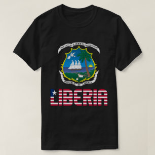 Camiseta Bandera de Liberia y Patriótico Del Escudo De Arma