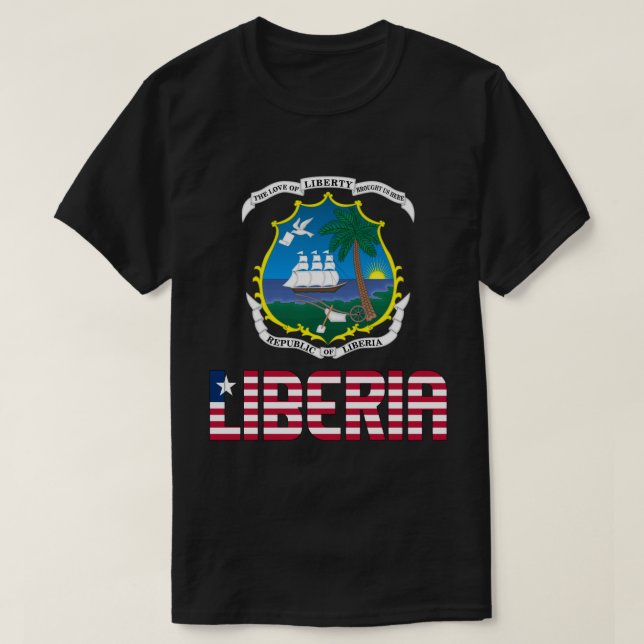 Camiseta Bandera de Liberia y Patriótico Del Escudo De Arma (Diseño del anverso)