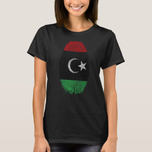 Camiseta Bandera de Libia Huella dactilar Está en mi ADN Re