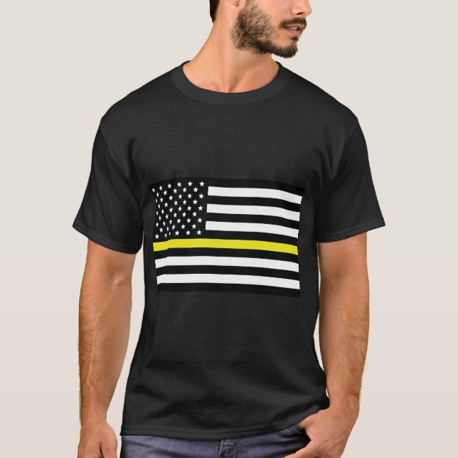Camiseta Bandera de línea amarilla, bandera estadounidense  (Anverso)