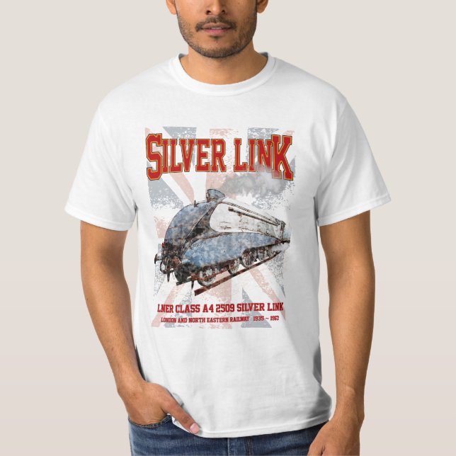 Camiseta Bandera de Locomotive UK Silver Link LNER Clase A4 (Anverso)