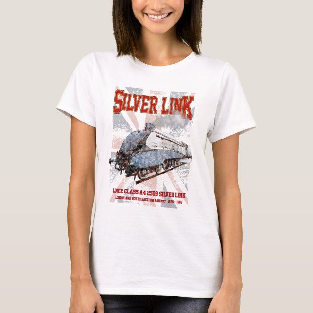 Camiseta Bandera de Locomotive UK Silver Link LNER Clase A4 (Anverso)