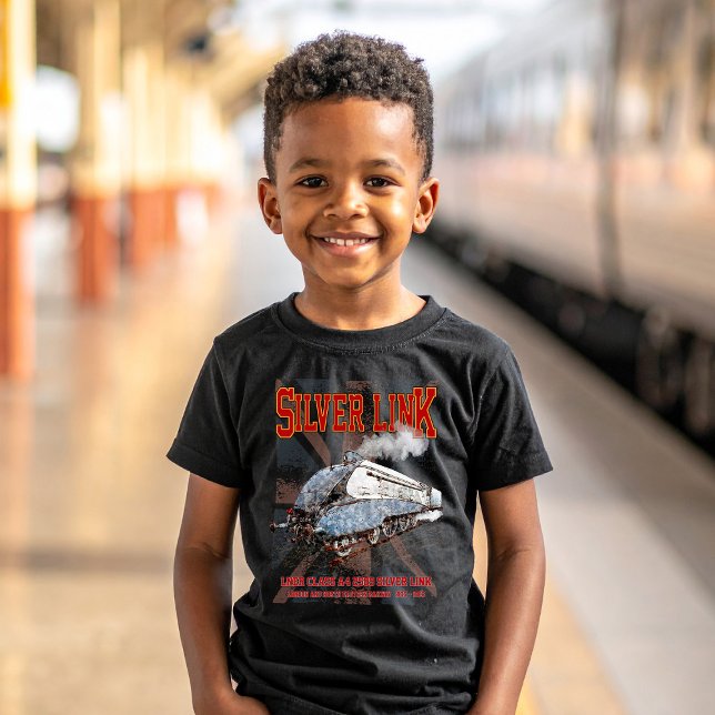 Camiseta Bandera de Locomotive UK Silver Link LNER Clase A4 (Silver Link - LNER Class A4 2509 Steam Train Locomotive. Boy Basic T-Shirt)