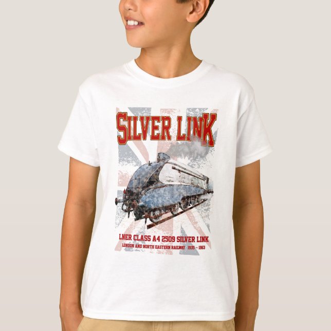 Camiseta Bandera de Locomotive UK Silver Link LNER Clase A4 (Anverso)