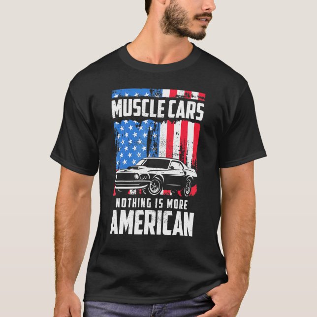 Camiseta Bandera de los autos clásicos 4 de julio Motor V8  (Anverso)