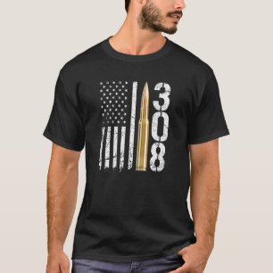 Camiseta Bandera De Los Ee.Uu. 308 Gun Ammo Bullet 308 Cali