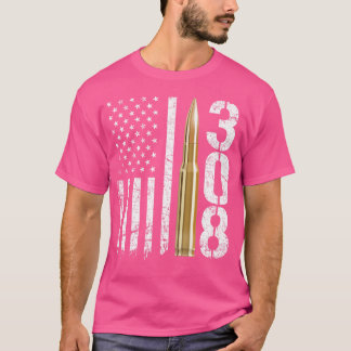 Camiseta Bandera De Los Ee.Uu. 308 Gun Ammo Bullet 308 Cali