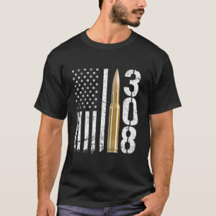 Camiseta Bandera De Los Ee.Uu. 308 Gun Ammo Bullet 308 Cali