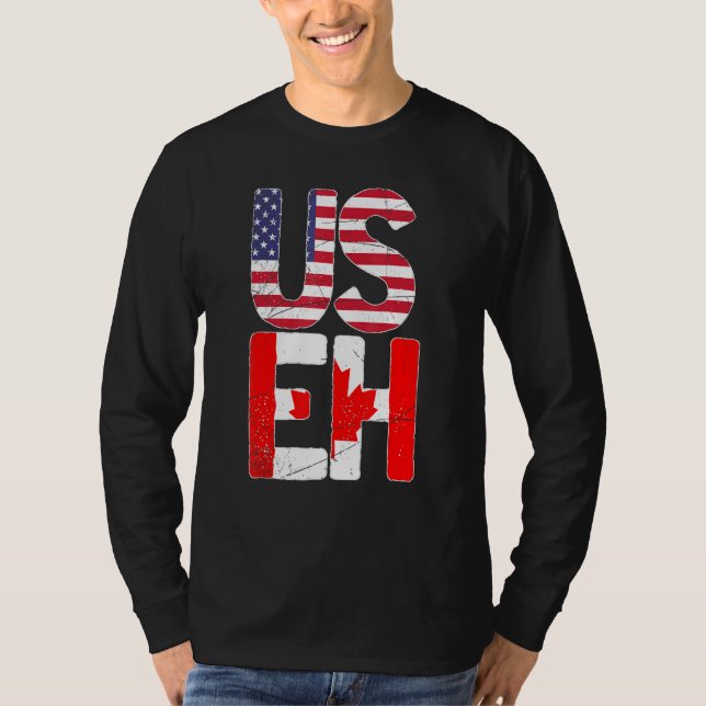 Camiseta Bandera De Los Ee.Uu. Canadiense Maple Leaf Useh C (Anverso)