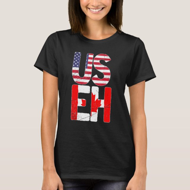 Camiseta Bandera De Los Ee.Uu. Canadiense Maple Leaf Useh C (Anverso)
