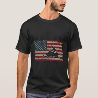 Camiseta Bandera De Los Ee.Uu. De Snowmobile Nieve Sled Pat
