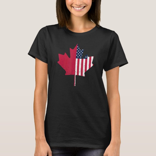 Camiseta Bandera De Los Ee.Uu. Harina De Arce Bandera Canad (Anverso)