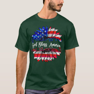 Camiseta Bandera De Los EEUU Sunflower Dios Bendiga A Los E