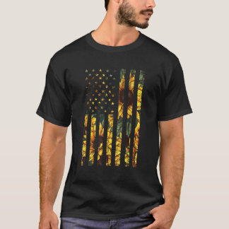 Camiseta Bandera De Los EEUU Sunflower Patriótico 4 De Juli