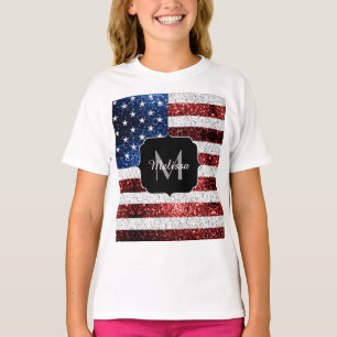 Camiseta bandera de los Estados Unidos azul rojo brillante