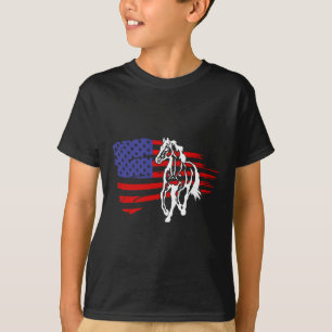 Camiseta Bandera de los Estados Unidos Caballo patriótico e
