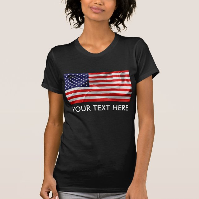 Camiseta Bandera de los Estados Unidos de América Negra (Anverso)