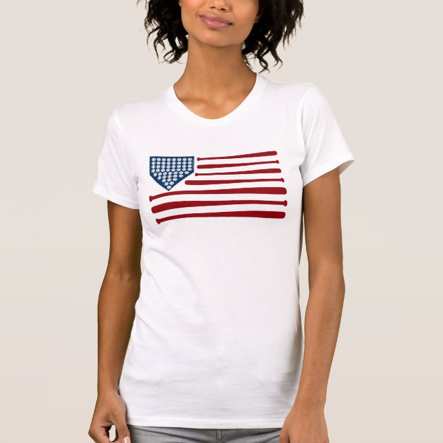Camiseta Bandera de los Estados Unidos de Béisbol con bates (Anverso)